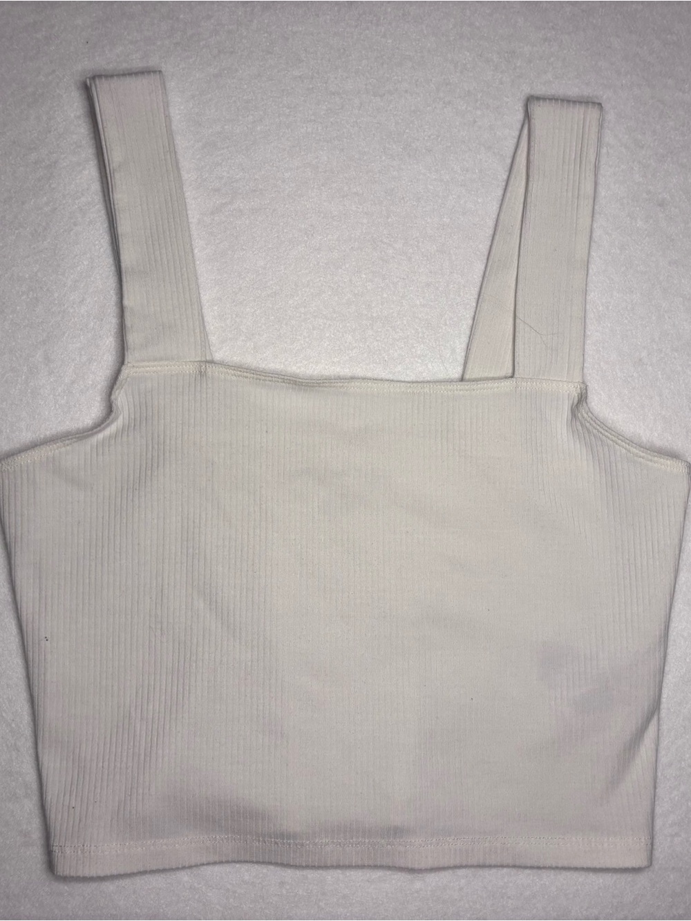 American Eagle Outfitters White Ribbed Square Neck Crop Tank Size Medium